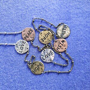 Hope - Faith - Love - Peace - Wish Necklace